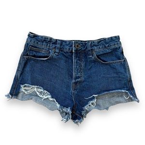 Free People Button Fly Cut Off Distressed Denim Jean Shorts Size 29
